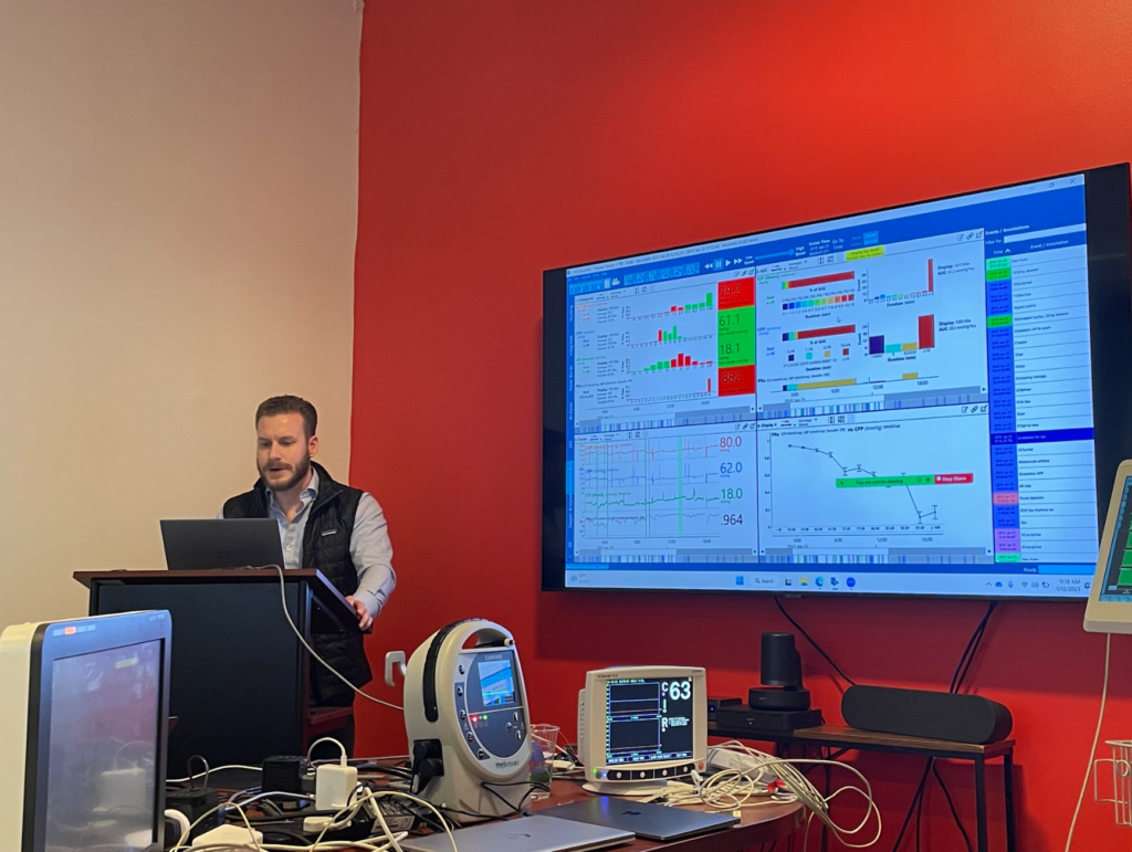 Andrew Gaess at the Multimodal Monitoring Workshop at the Moberg Analytics Intergalactic Headquarters