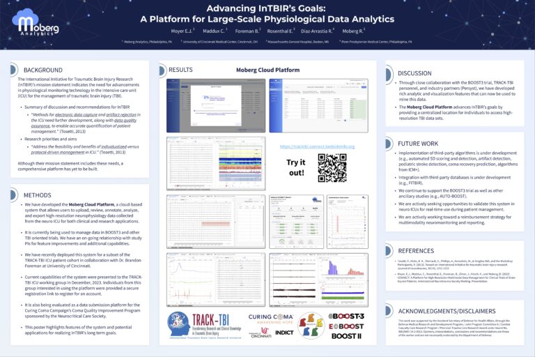 Moberg Analytics Research & Publications: Advancing InTBIR's Goals: A Platform for Large-Scale Physiological Data Analysis
