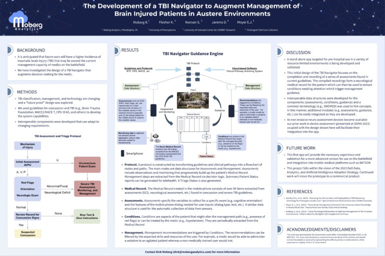Moberg Analytics Research & Publications: The Development of a TBI Navigator to Augment Management of Brain Injured Patients in Austere Environments